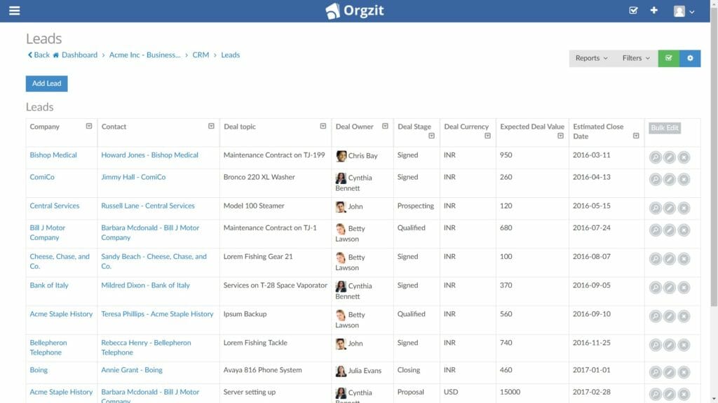 Orgzit Leads app