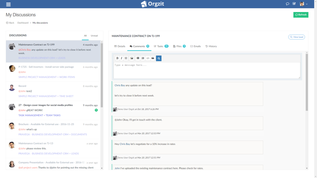 simple centralized communications with My Discussions